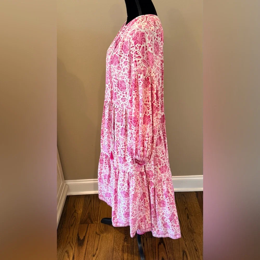 Women’s NATALIE MARTIN Briana dress- pink/white 100% silk. Size small - Picture 6 of 11